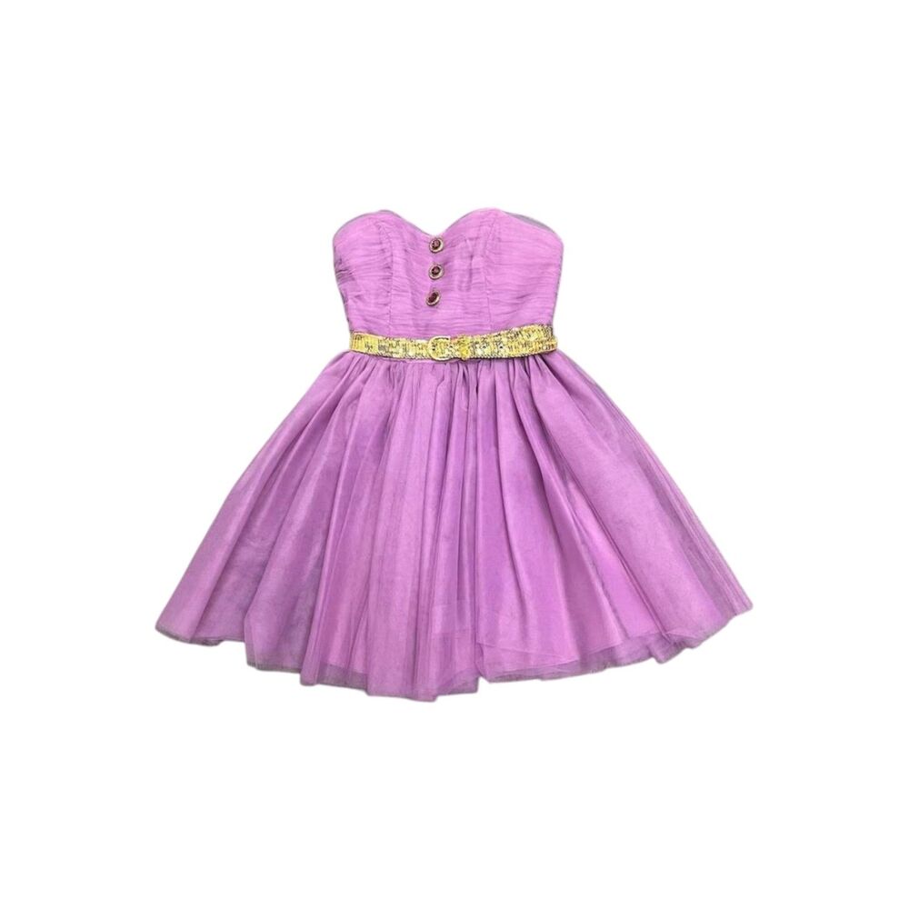 Y2k Betsey Johnson runway and campaign purple corset strapless dress size xs